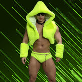 Men's Fluorescent Green Faux Fur Vest Set